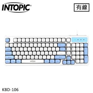 INTOPIC 廣鼎 玩色多媒體有線鍵盤 白藍 (KBD-106)