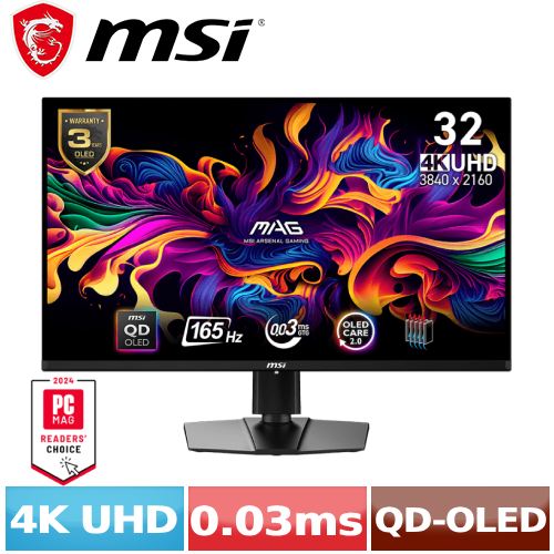 MSI微星 32型 MAG 321UP QD-OLED USB-C 4K 電競顯示器