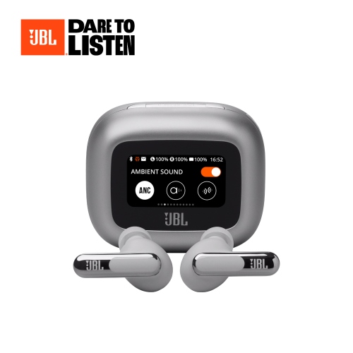 【JBL】 Live Beam 3 觸控螢幕真無線降噪藍牙耳機 銀