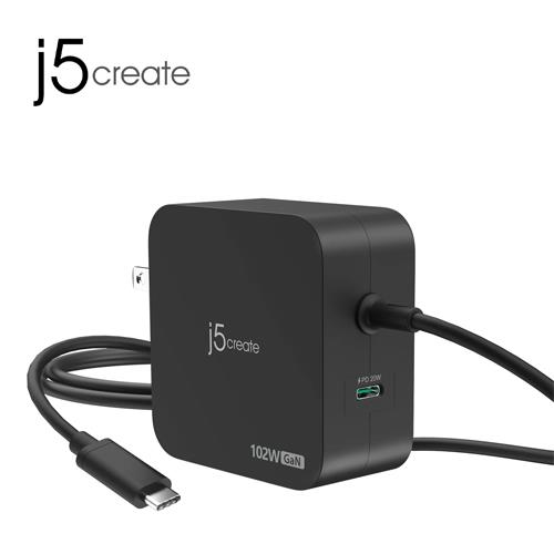 j5凱捷 JUP25102 102W GaN氮化鎵雙充 輕巧電源供應器