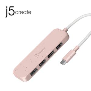 j5 凱捷 JCH341ER 環保材質 USB-C Gen2 轉四埠Type-A 高速集線器粉