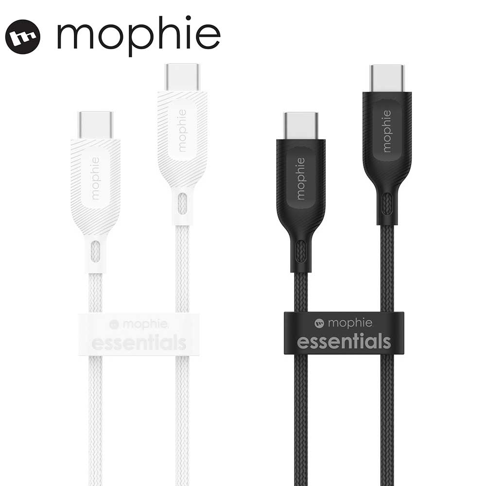 mophie essentials USB-C to USB-C 編織數據線 1m白