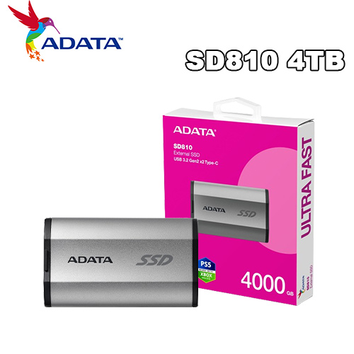 ADATA威剛 SSD SD810 4TB 外接式固態硬碟SSD(銀)