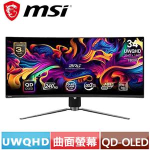 MSI微星 34型 MPG 341CQPX QD-OLED 曲面電競顯示器
