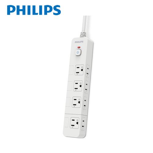 PHILIPS飛利浦 新安規過載防護型5開8插3孔延長線1.8米 白色 CHP3780WA