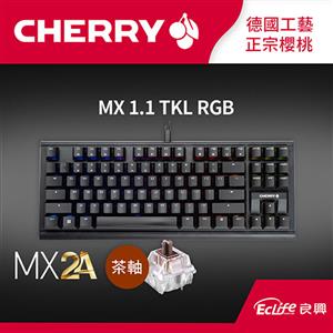 CHERRY 德國櫻桃 MX 1.1 TKL RGB MX2A 電競鍵盤 黑 茶軸