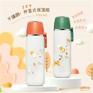 KINYO 304不鏽鋼杯蓋式400ml保溫瓶KIM-4013 橘