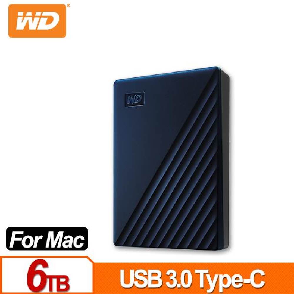 WD威騰 My Passport for Mac 6TB 2.5吋USB-C行動硬碟 深藍