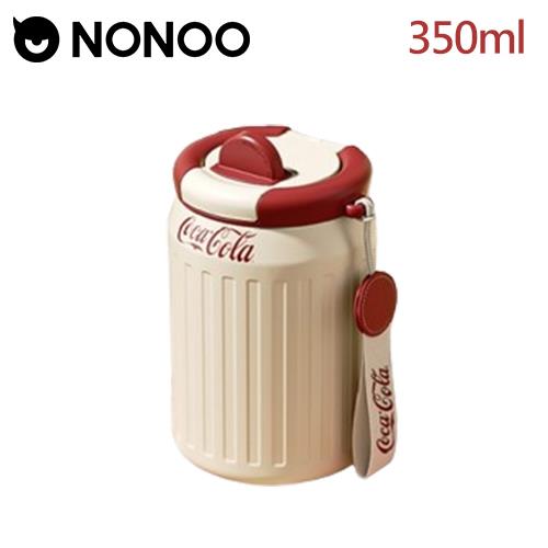 NONOO 可口可樂 翻蓋扣拉杯 350ml 復古白
