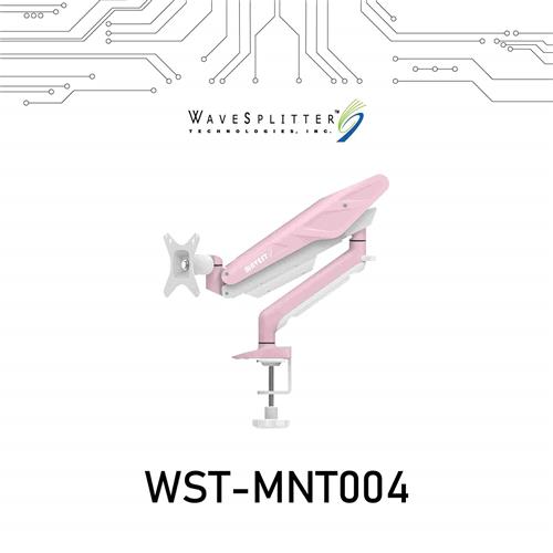 WaveSplitter威世波 電競Style鋁合金氣壓桌夾式螢幕支架 櫻花粉