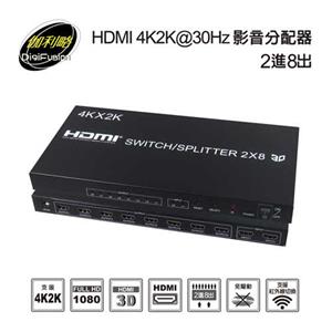 伽利略 HDMI 4K2K@30Hz 影音分配器 2進8出 HDS208A