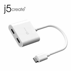 j5 JCA164 USB-C轉USB-C二合一視訊+PD充電轉接器