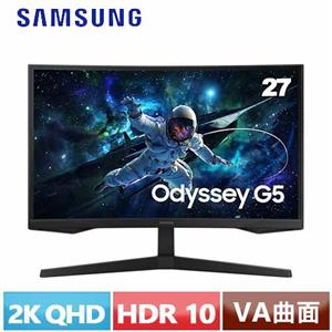 R2【福利品】SAMSUNG三星 27型 Odyssey G5 曲面電競顯示器 S27CG552EC