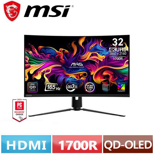 MSI微星 32型 MAG 321CUP QD-OLED HDR 4K 曲面電競螢幕 