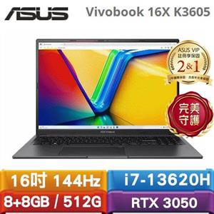 ASUS華碩 Vivobook 16X K3605VC-0182K13620H 16吋筆電 黑