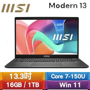 MSI微星 Modern 13 F1MG-001TW 13吋輕薄商用筆電 灰