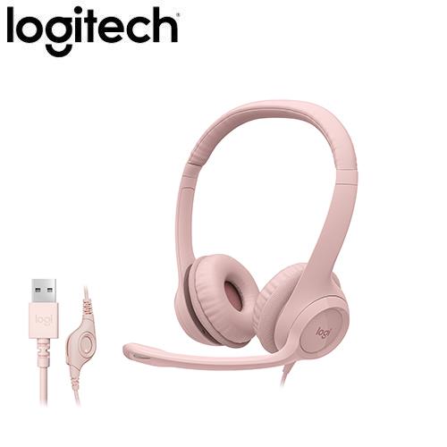 Logitech 羅技 H390 USB有線耳機麥克風 玫瑰粉