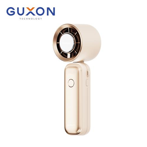 GUXON 巧冰扇 冰敷折疊手持高速風扇 奶茶金 (GXFAN01) 可立可折疊/100段速/附掛繩