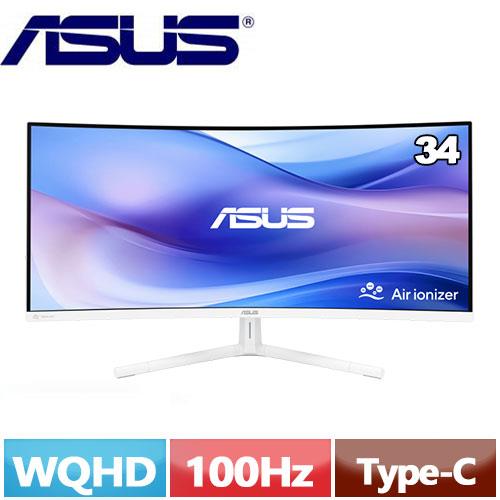 ASUS華碩 34型 VU34WCIP-W 曲面護眼顯示器 白 