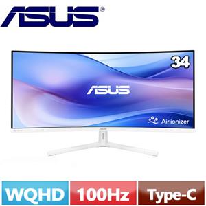 ASUS華碩 34型 VU34WCIP-W 曲面護眼顯示器 白