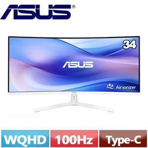 R1【福利品】ASUS華碩 34型 VU34WCIP-W 曲面護眼顯示器 白