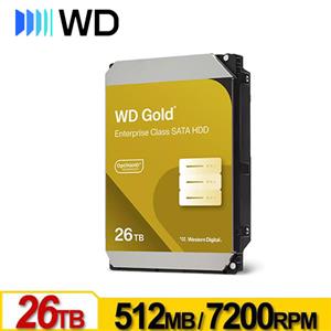 WD Gold 3.5吋 SATA 企業級硬碟 26TB WD261KRYZ 【金標】