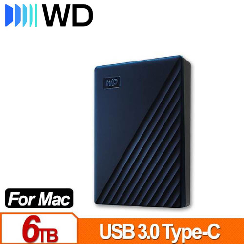 WD威騰 My Passport for Mac 6TB 2.5吋USB-C行動硬碟 深藍