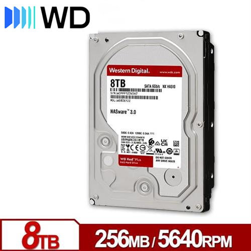 WD威騰 WD80EFPX 紅標Plus 8TB 3.5吋NAS硬碟
