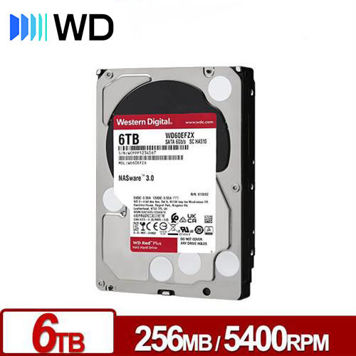 WD威騰 WD60EFPX 紅標Plus 6TB 3.5吋NAS硬碟