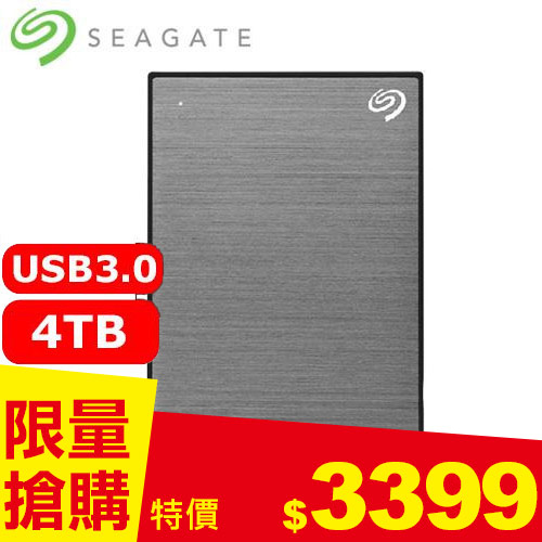 Seagate希捷 One Touch 4TB 2.5吋行動硬碟 太空灰 (STKZ4000404)