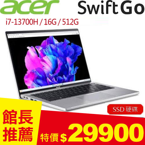 ACER宏碁 Swift Go SFG14-71T-70D9 14吋 輕薄筆電 銀