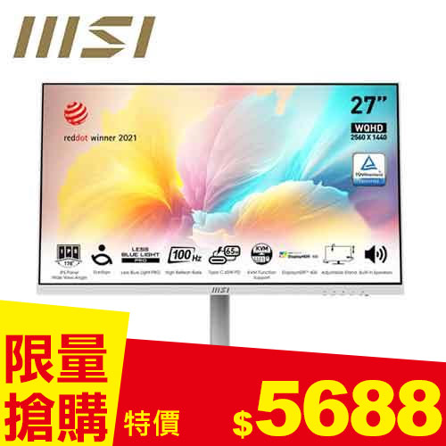 MSI微星 27型 Modern MD272QXPW 平面美型螢幕
