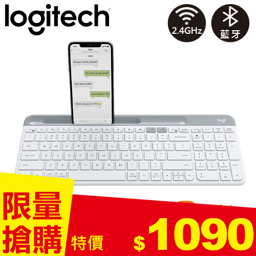 Logitech 羅技 K580 Slim 多工無線藍牙鍵盤 珍珠白